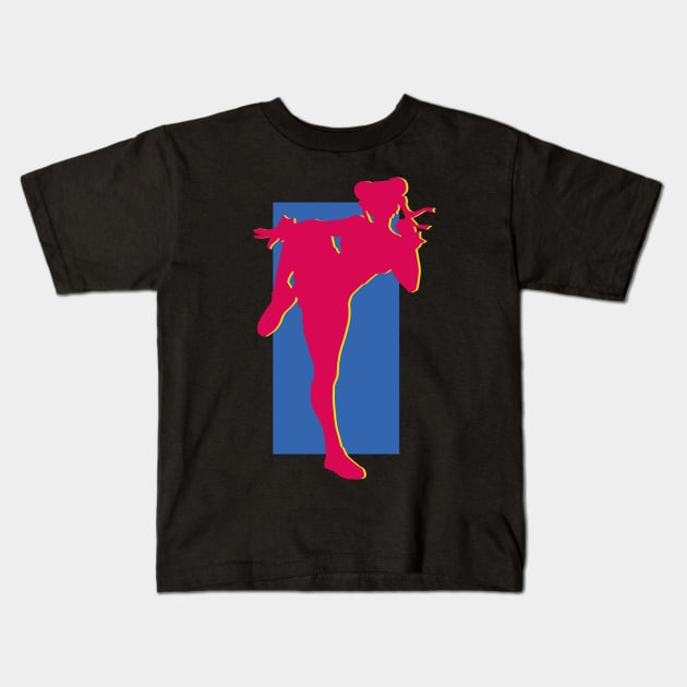 Chun Li : Alpha Costume Silhouette Player 2 (Textless) Kids T-Shirt by horrucide@yahoo.com